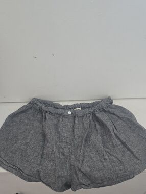 Whimsy + Row Hemp And Cotton Charcoal Gray Elastic Waist Shorts